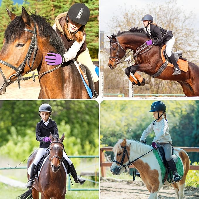 FINGER TEN Horse Riding Gloves Equestrian Women Kids for Girls Boys Mesh Breathable Lightweight Color Pack, Comfortable Grip for Summer