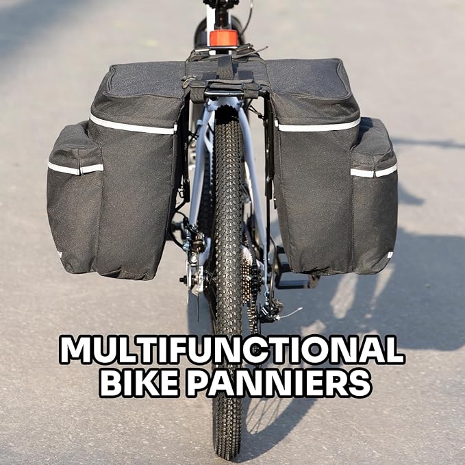 ANCHOM Bike Panniers, 34L Upgraded Water Resistant Saddle Bags for Bicycle Rear Racks, Bike Accessories for Mountain, Road & Electric Bikes, Bike Bag for Commuting, Black