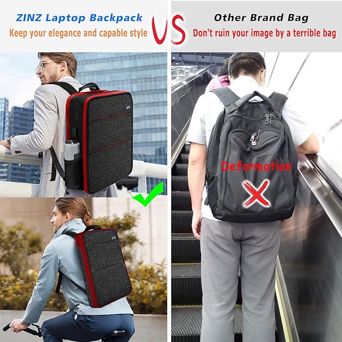 ZINZ Slim & Expandable Laptop Backpack 15 15.6 16 Inch Sleeve, Spill-Resistant Notebooks Bag Case for Most 14-16 Inch MacBooks Surface-Books Dell HP Lenovo Asus Computers,B01RD01