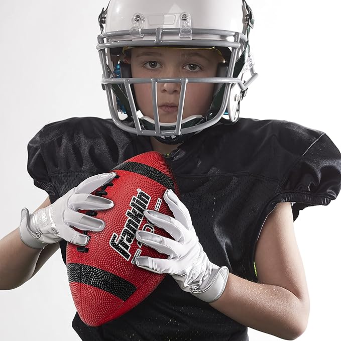 Franklin Sports Kids Junior Grip-Rite Youth Junior Size Rubber Footballs - Peewee Kids Durable Outdoor Footballs - Single & Bulk Packs Available