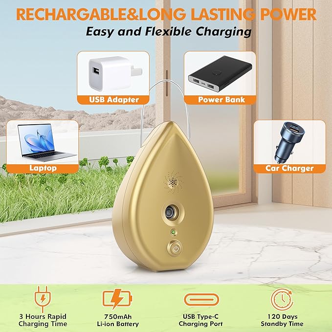 Anti Barking Device for Dogs Bark Box, Rechargeable Ultrasonic Barking Deterrent Devices with 3 Modes/Irregular Ultrasound Frequency/Automatically Electronic Dog Whistle Neighbors Dog Silencer(Gold)