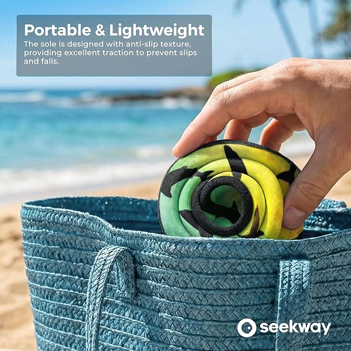 SEEKWAY Water Shoes Women Men Adult Quick-Dry Aqua Socks Barefoot Non Slip for Beach Swim River Pool Lake surf Black SK002(U)