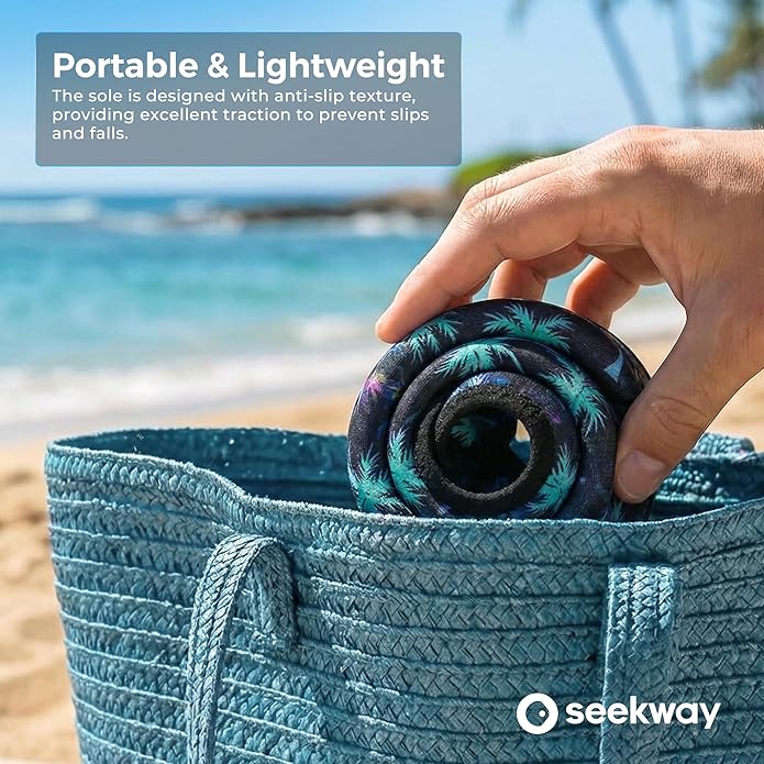 SEEKWAY Water Shoes Women Men Adult Quick-Dry Aqua Socks Barefoot Non Slip for Beach Swim River Pool Lake surf Black SK002(U)