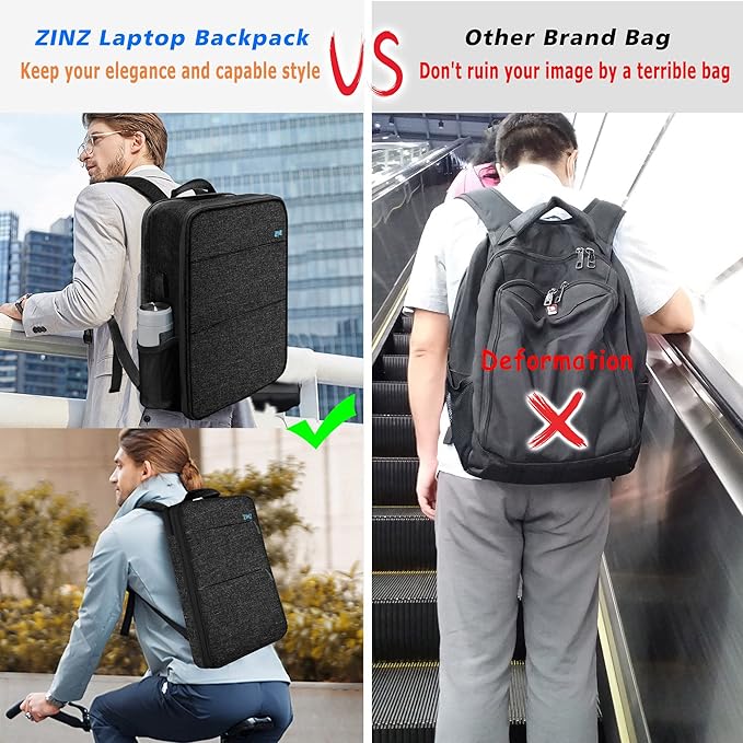 ZINZ Slim & Expandable Laptop Backpack 15 15.6 16 Inch Sleeve, Spill-Resistant Notebooks Bag Case for Most 14-16 Inch MacBooks Surface-Books Dell HP Lenovo Asus Computers,B04K01
