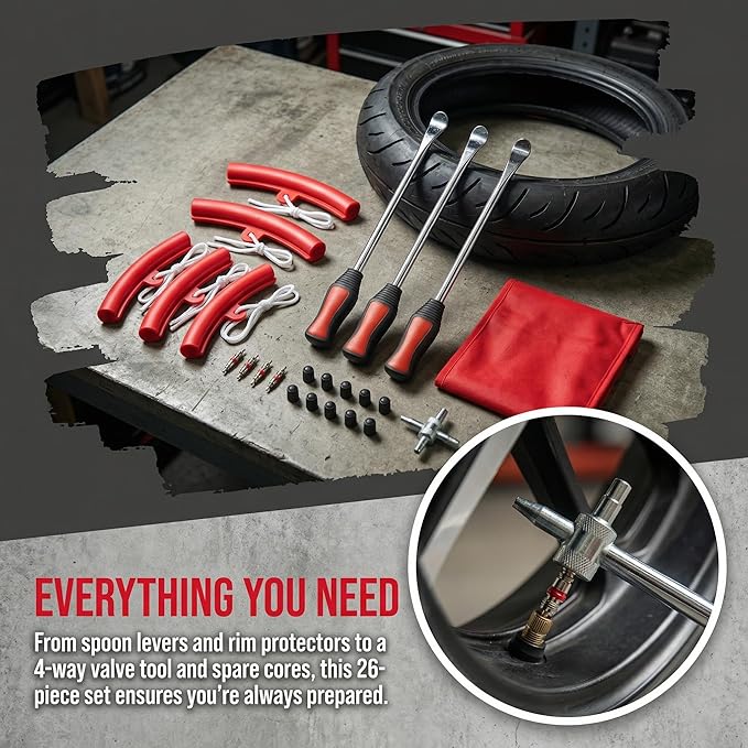 11.5" Tire Spoon Kit, 24pcs Tire Changing Tool for Motorcycle Dirt Bike Lawn Tractor Bicycle, Motorcycle