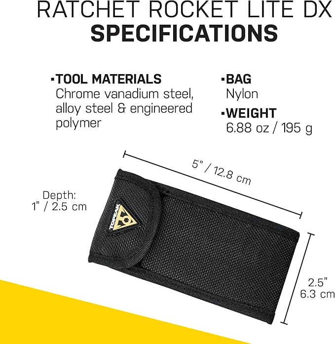 Topeak Ratchet Rocket Lite DX Bike Repair and Maintenance Tool, 16 Functions, Includes Nylon Bag, Black