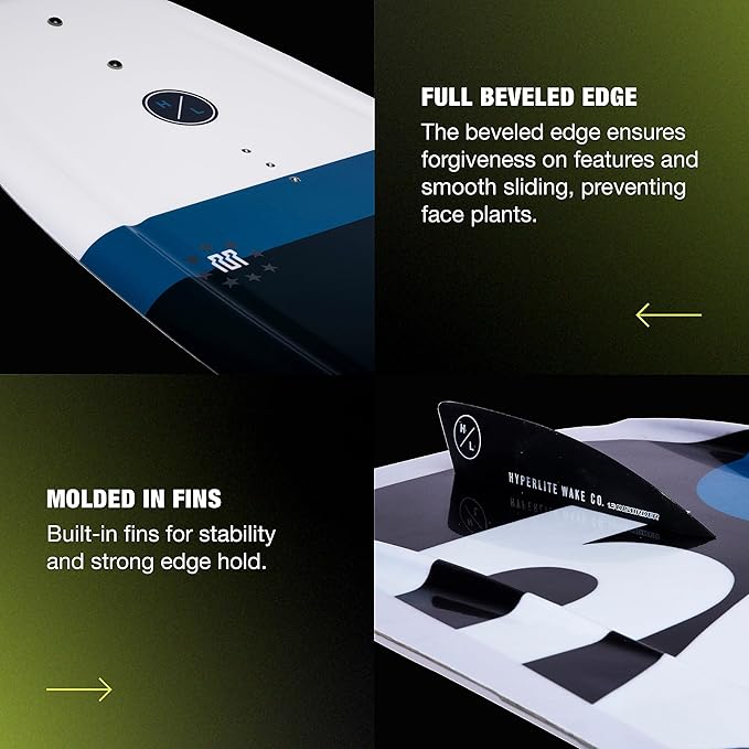 Hyperlite Motive Wakeboard + Frequency Bindings Wakeboard Package - Perfect for Beginner to Intermediate Riders