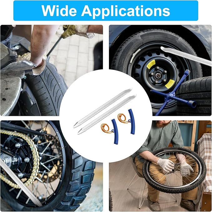 2 PcsTire Spoons, 11.8 InchTire Iron Set, Heavy Duty Tire Levers Bars, Motorcycle Tire Changing ToolsTire Irons, tTire Changing Spoons for Motorcycles Cars Dirtbike, with 2 Protective Covers