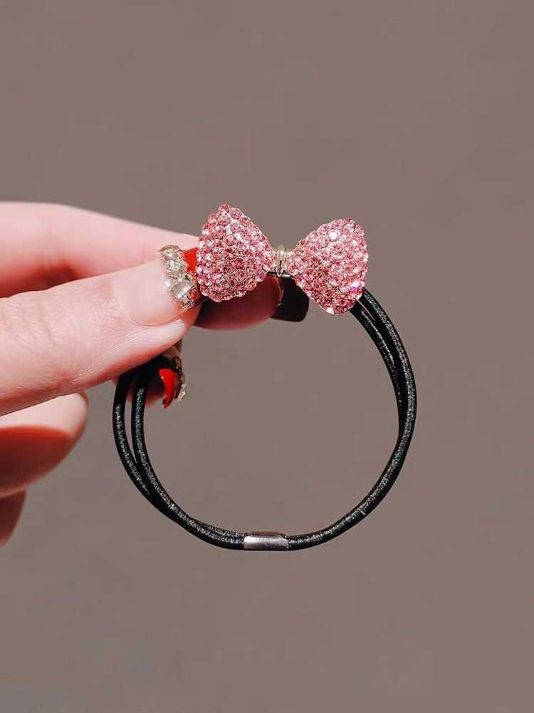 2PCS Temperament Water Diamond Butterfly Bow Hair Rope