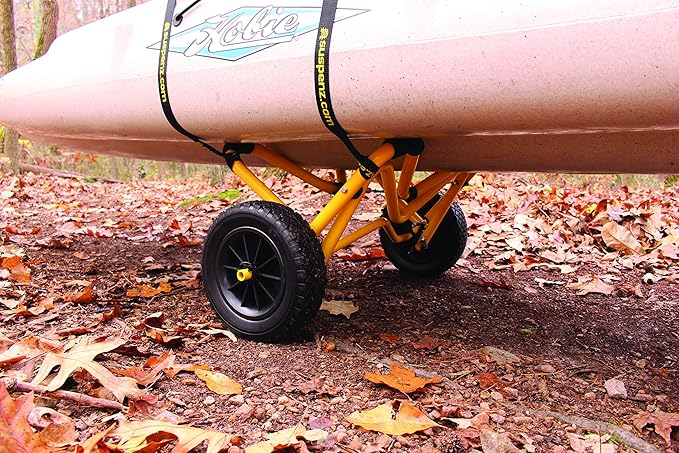 Suspenz Kayak Trailer Cart, Heavy Duty Deep-V Trolley Carrier with Airless Wheels for Kayaks and Canoes, Yellow (22-6700)