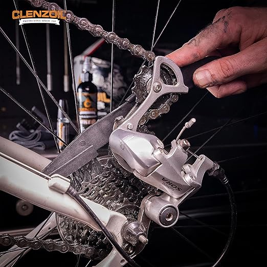 Clenzoil Chain & Sprocket Cleaning Kit - Chain Cleaner Lubricant Protectant (CLP) - Wet Lube Application, Dry Lube Performance - 4 oz Bottle, 0.5 oz Needle, Microfiber Towel & Chain Brush