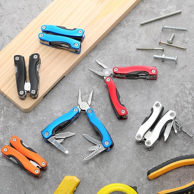 20 Pack Mini Multi Tool Bulk Birthday Gifts for Men Him Dad Boyfriend Stocking Stuffers Small Multitool Fishing Pocket Knife for Men Camping Survival Computer Bike Gadgets, 5 Colors