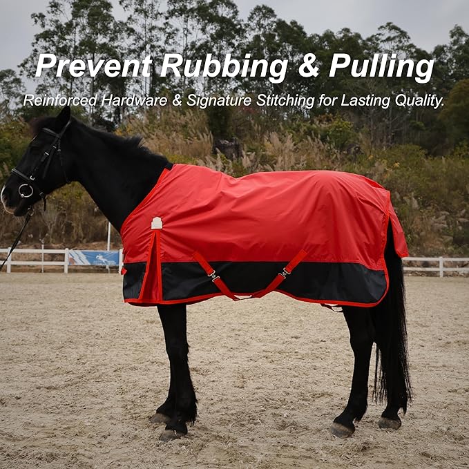BARN & STABLE 420D Ripstop Lightweight Horse Turnout Sheet, No Fill, Water-Resistant & Breathable Horse Blanket for Spring and Mild Weather, with Anti-Rub Fleece Withers