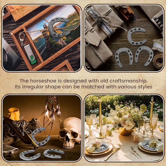 Gisafai 100 Pack Cast Iron Horseshoes for Crafts or Decorations 1.77 x 2 Inch Mini Iron Horseshoes Older Wall Decor Western Theme Table Centerpieces Horseshoe for Good Lucky Party Favor