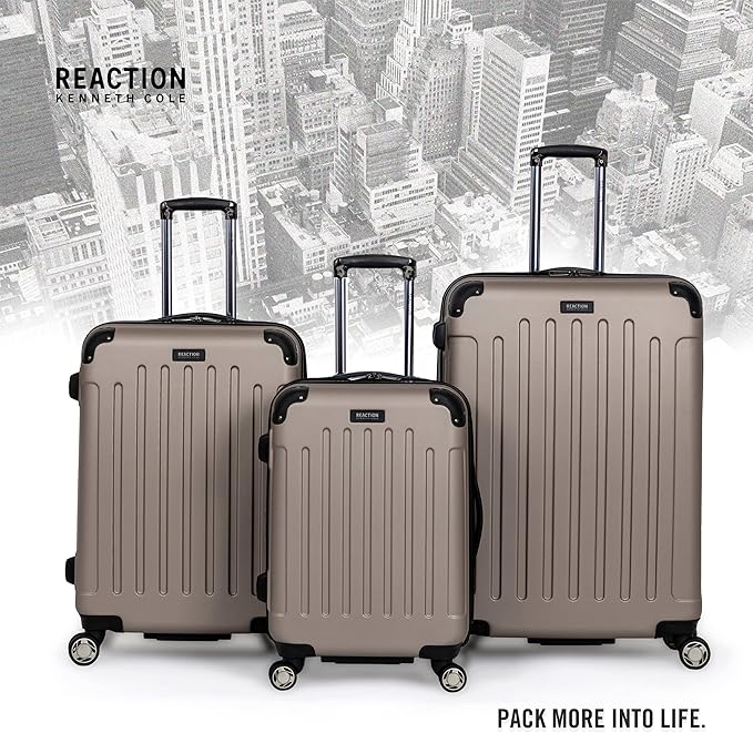 Kenneth Cole REACTION Renegade Luggage 拡張可能 8輪スピナー軽量ハードサイドスーツケース、シャンパン、3点セット (20インチ/24インチ/28インチ)