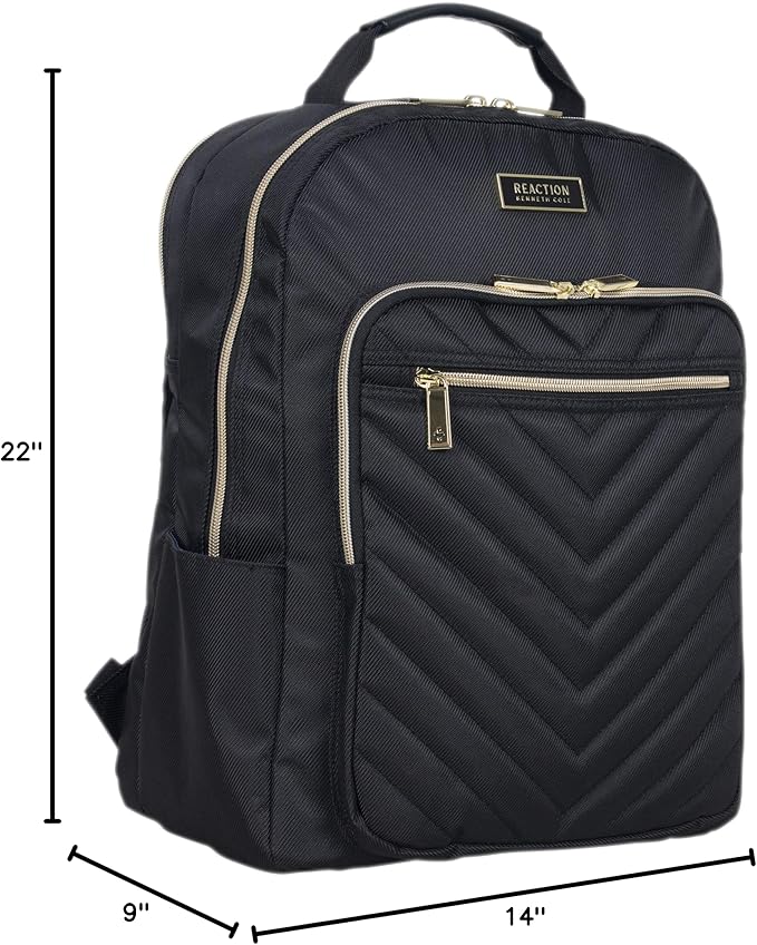 Kenneth Cole REACTION マディソン スクエア 軽量 ハードサイド シェブロン 拡張可能 スピナー ラゲージ、ブラック、2点セット(20インチ機内持ち込み用 + バックパック)