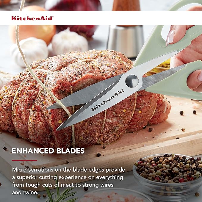 KitchenAid 万能キッチンはさみ 保護シース付き 丈夫なステンレススチール製、食洗機対応、ソフトグリップの快適なハンドル、8.72インチ、ピスタチオ (2個パック)