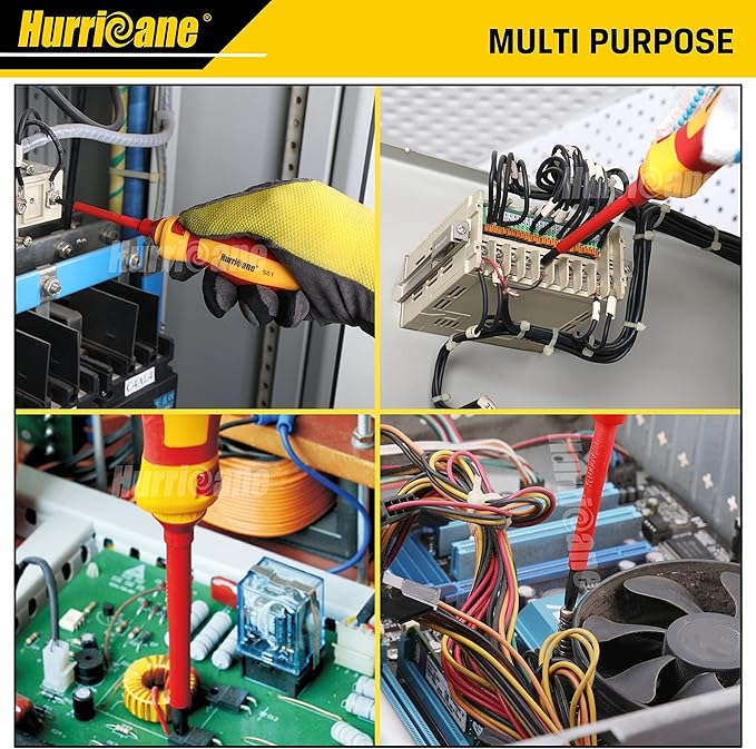 HURRICANE 1000V 絶縁ドライバーセット、15ピース プロフェッショナル絶縁電気技師ドライバーセット、CR-V マグネットチップ、四角(ロバートソン)プラスマイナス ポジ トルクス 絶縁電気技師ツールキット
