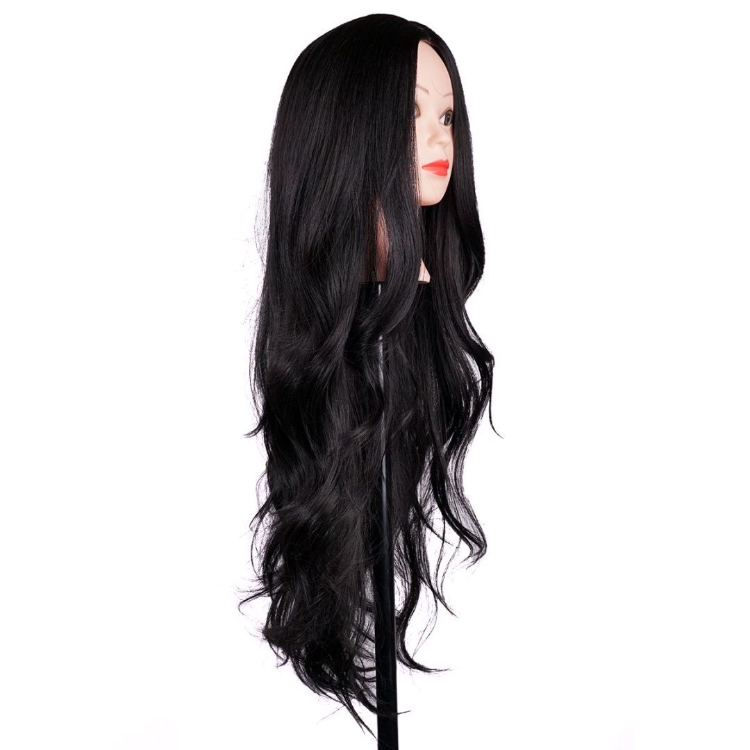 bald beautiful woman long hair hair loss confidence - black wig
