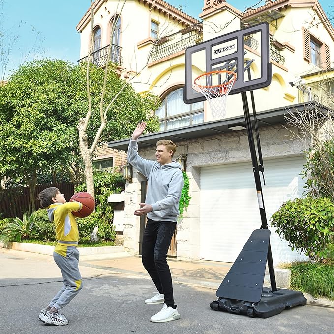 Basketball Hoop Outdoor 44&48 Inch Impact Backboard, 5.3-10FT Height Adjustable Basketball Hoop Goal System with Portable Wheels for Adults