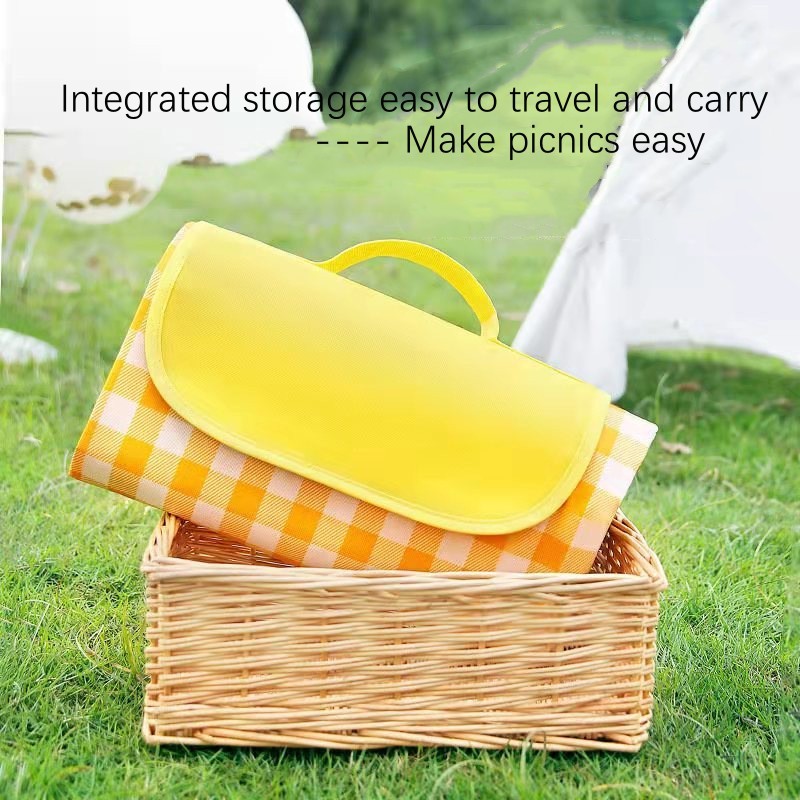 Waterproof Picnic Blanket - 2m X 2m, Thickened With Aluminum Mold Moisture-proof, Portable Outdoor Camping Mat, Handbag Style Design, Suitable For Picnics, Beaches, Hiking, And Festivals