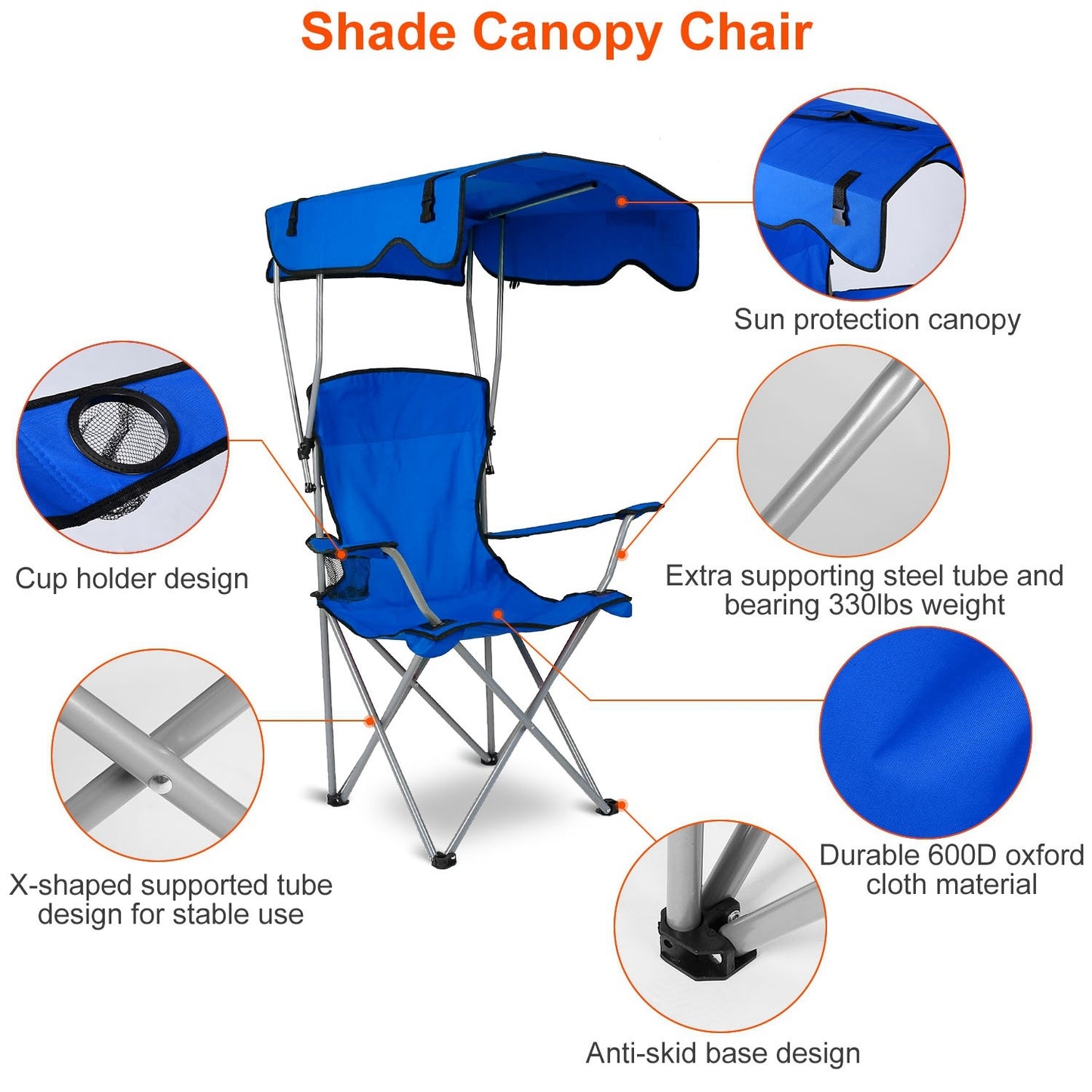 Camping Chair With Sunshade, Foldable Portable Rain Shelter Chair, Supports 330LBS, Banned On Walmart Platform