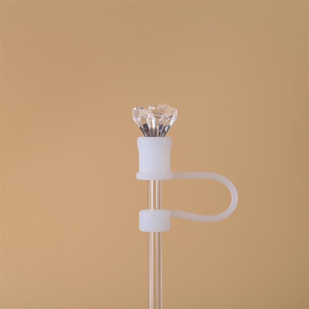 Diamond Straw Toppers for Stanley Cup Silicone Straw Covers for Stanley Cup 30&40Oz Dust-Proof Straw Topper Reusable Straw Cover for Stanley Tumbler Accessories 10mm (Transparent)
