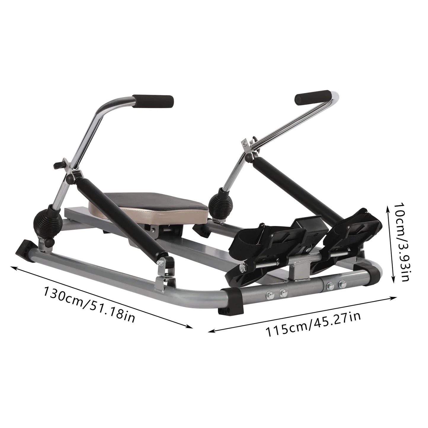 Hydraulic Full-motion Adjustable Rowing Machine, with Soft Seat LCD Display and Long Track, for Aerobic Exercise
