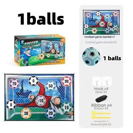 Football Play Set for Children Football Play Mat Set Foldable Flannel Football Goal with Rating Numbers and Adhesive Football