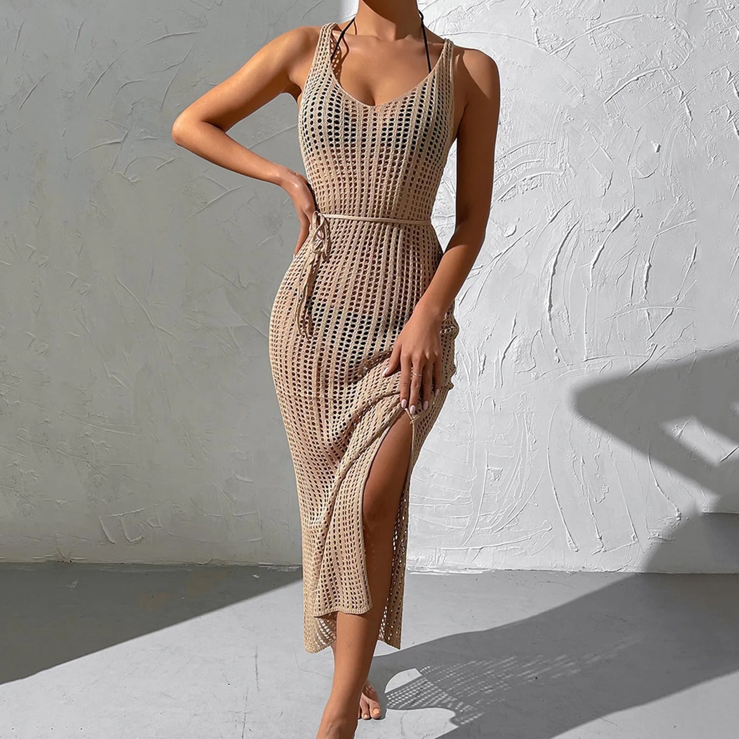 Sarong Beach Wrap Tunics Sexy Beach Bikini Cover-Ups Women Swimwear Dress Cover up Fishnet Crochet Swimsuit Saida De Praia