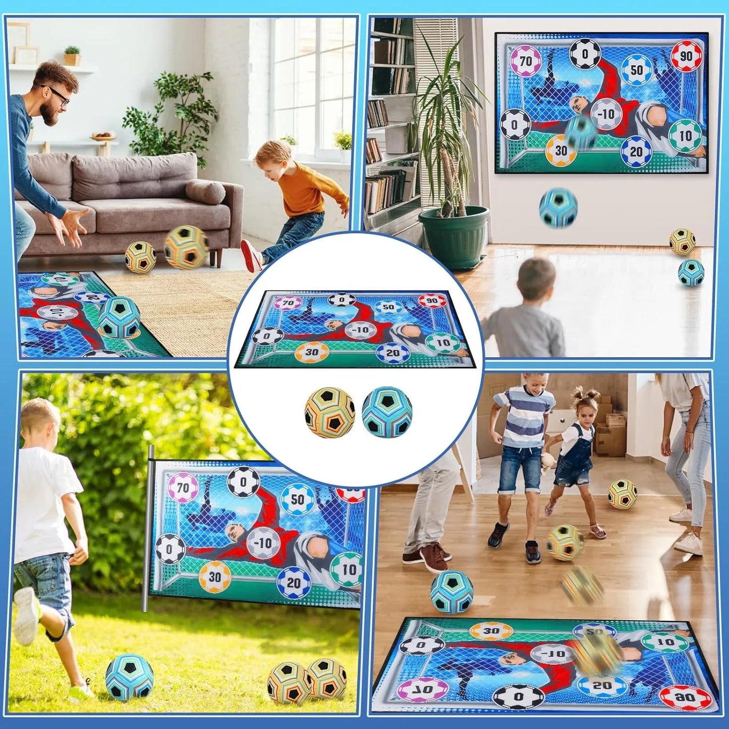 Soccer Ball Game Set for Kids Indoor Outdoor Backyard Toss Soccer Goal Game with 1 Velcro Ball Foldable Flannel Goals Toddlers