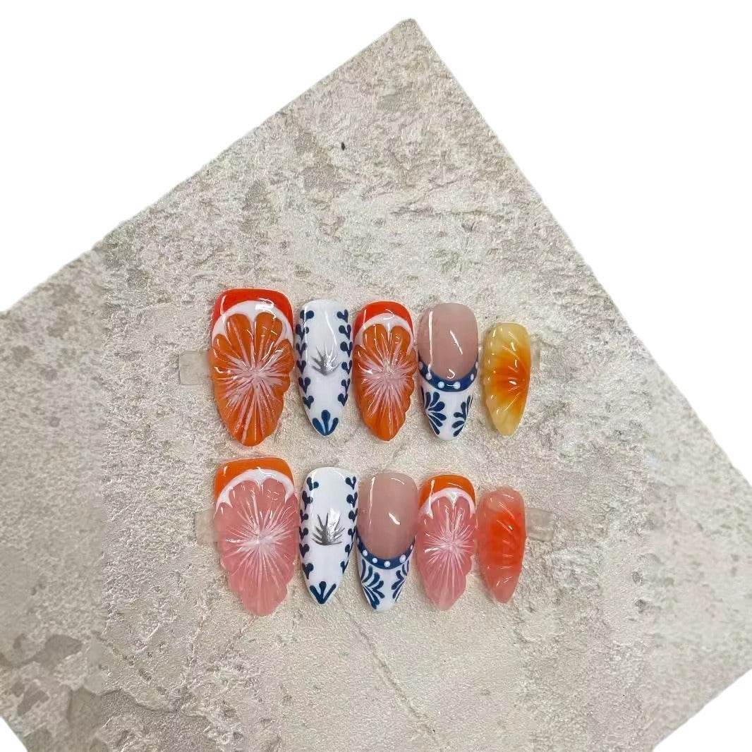 Hand-painted Three-dimensional Grapefruit High-grade Nail Dressing Hand-made