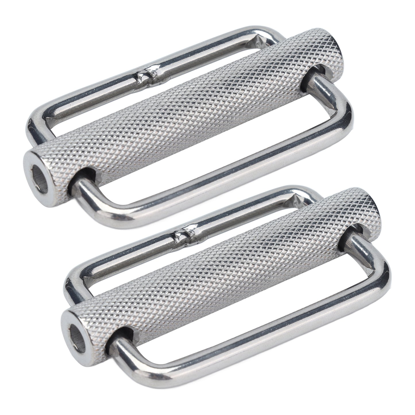 2Pcs Slide Buckle 316 Stainless Steel Rectangle Adjustable Knurled Roller Belt Buckles50mm