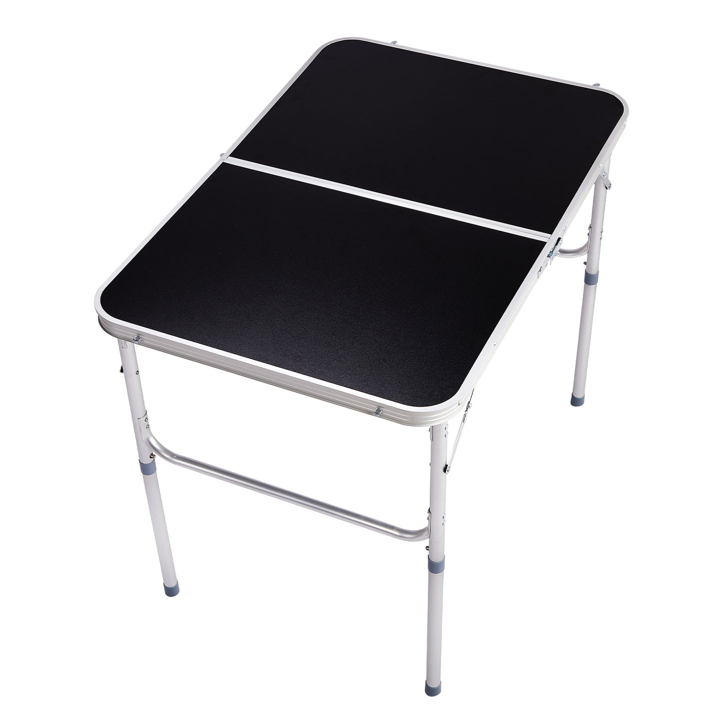 3ft Black Outdoor Folding Table Aluminum Alloy Rectangular 50kg Two Fold Tabletop