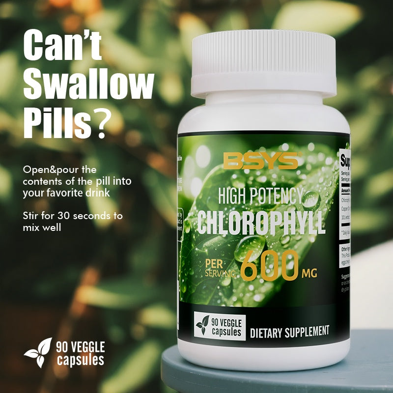 BSYS Chlorophyll Capsules Fat Metabolism Support Aid Blood Purification & Detox Boost Digestive Health & Constipation Relief Helper Immune System Enhancement Daily Detox & Wellness Supplemen