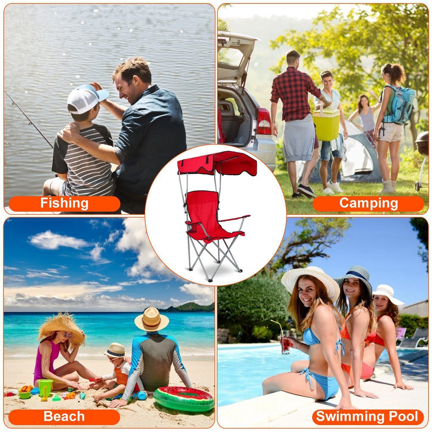 Camping Chair With Sunshade, Foldable Portable Rain Shelter Chair, Supports 330LBS, Banned On Walmart Platform