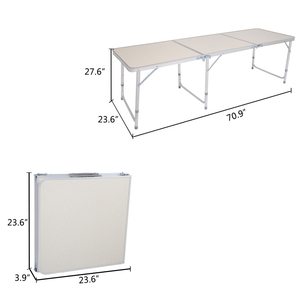 6ft Silver Outdoor Folding Table Aluminum Alloy Rectangular 50kg