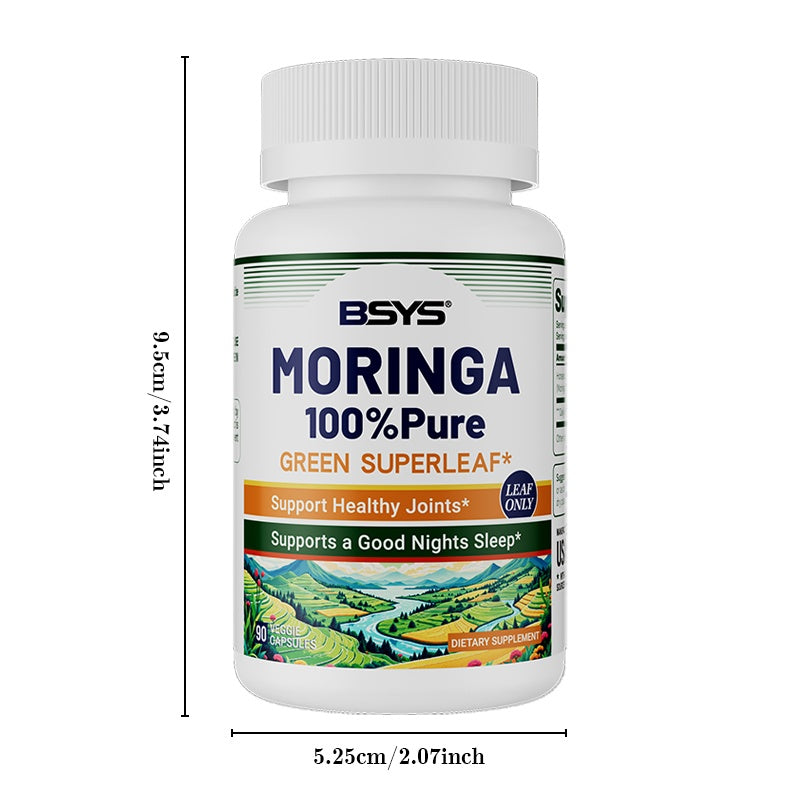BSYS Moringa Capsules Antioxidant & Anti-Inflammatory Support Blood Sugar Health Aid Cholesterol Balance Formula Heart Wellness Support Immune Boost & Natural Defense Daily Superfood Suppl