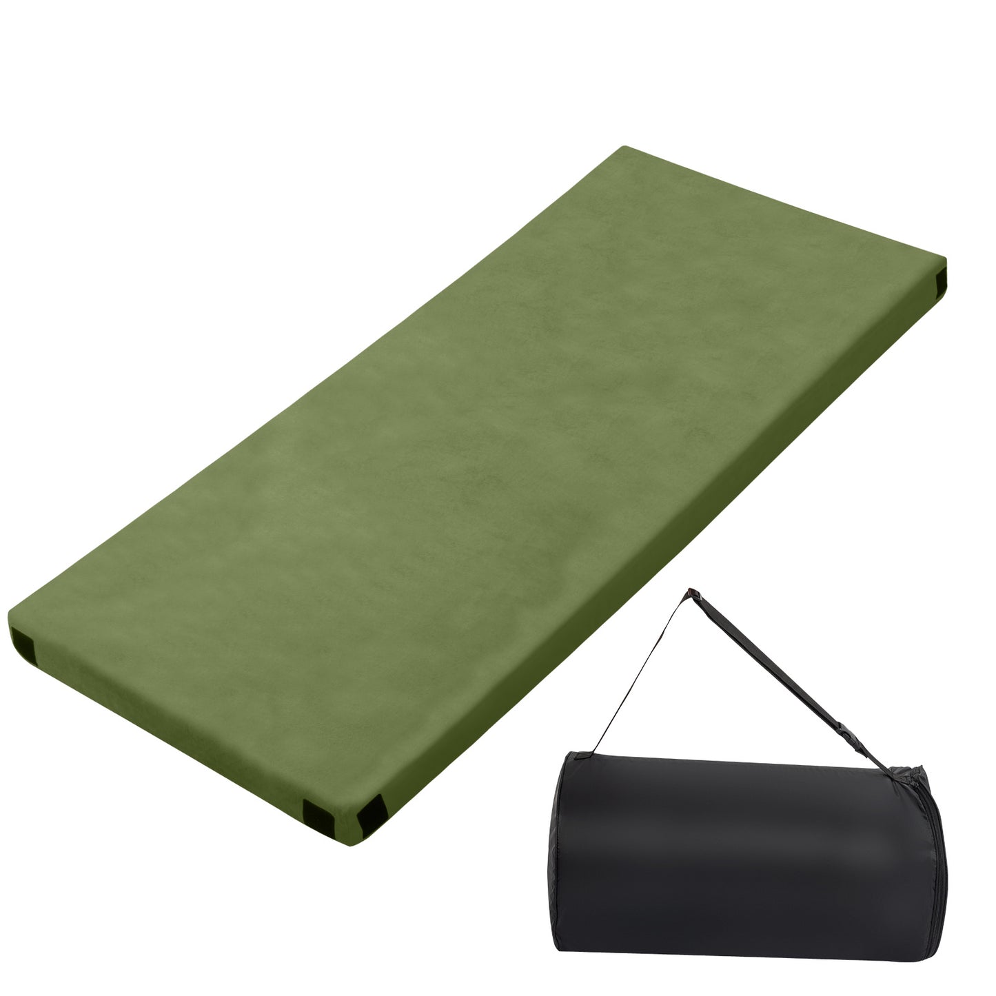 75x30x2.5in, Memory Foam, Army Green, Camping Mattress With Storage Bag
