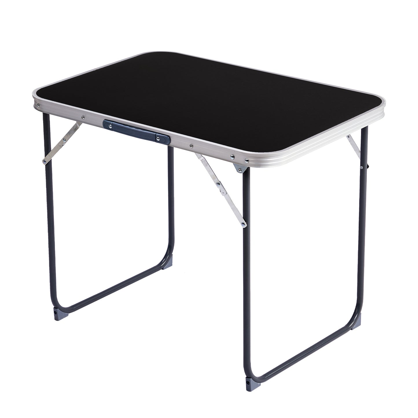 2.3ft Black Outdoor Folding Table Aluminum Alloy Rectangular 50kg Folding Tabletop
