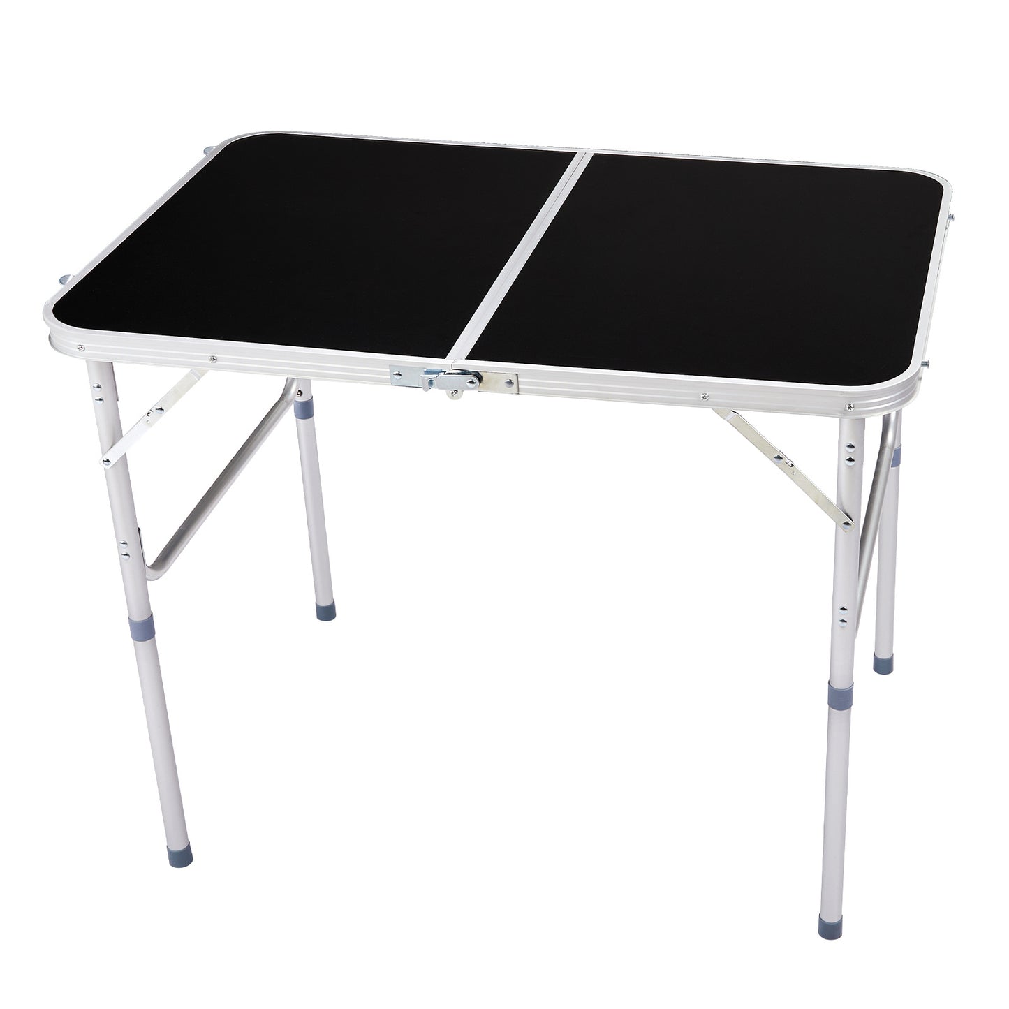 3ft Black Outdoor Folding Table Aluminum Alloy Rectangular 50kg Two Fold Tabletop