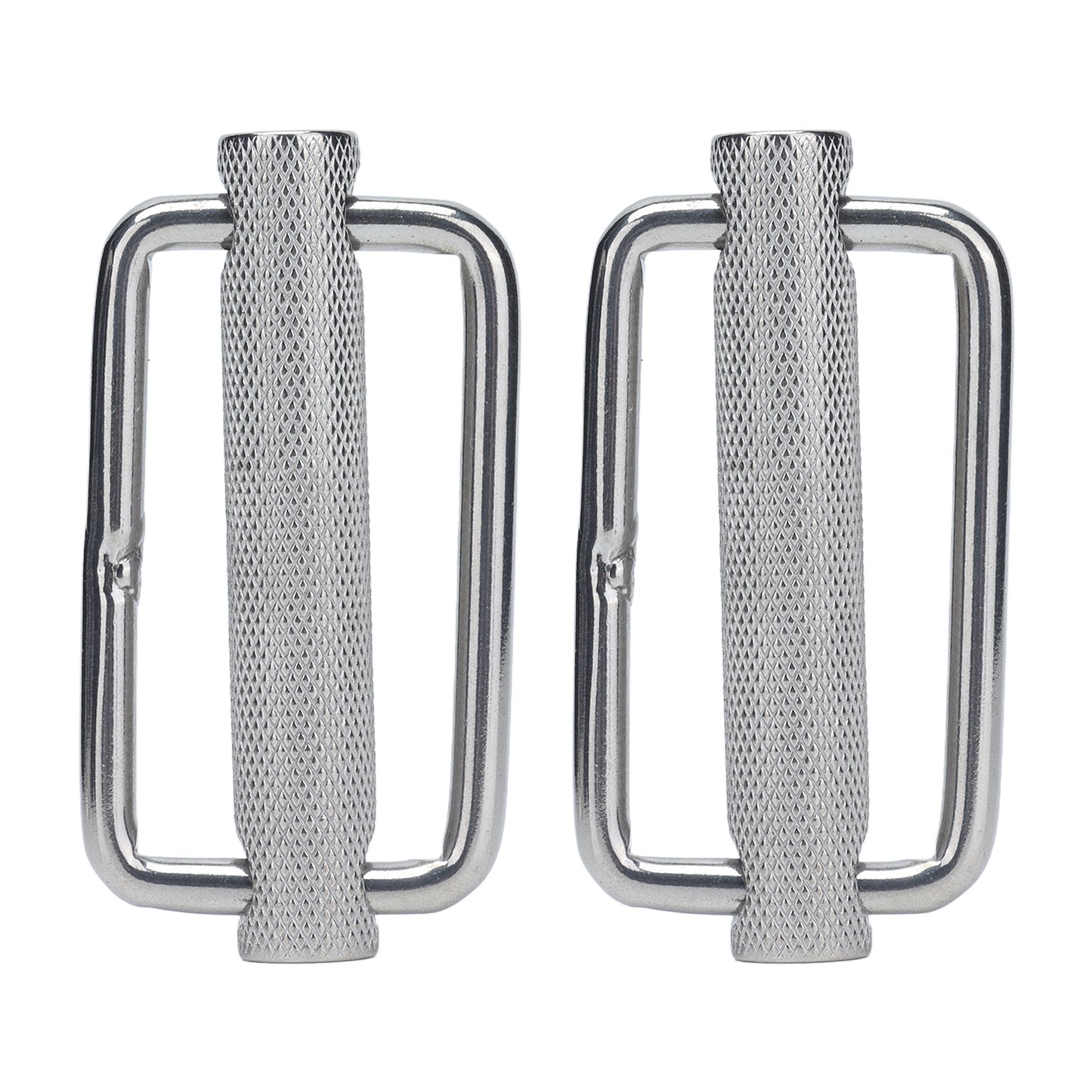 2Pcs Slide Buckle 316 Stainless Steel Rectangle Adjustable Knurled Roller Belt Buckles50mm
