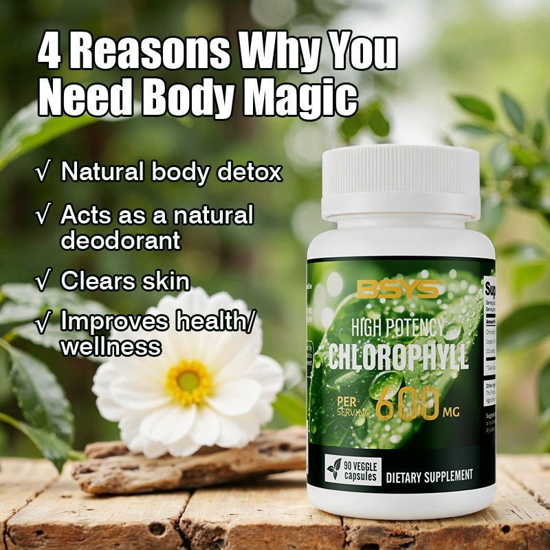 BSYS Chlorophyll Capsules Fat Metabolism Support Aid Blood Purification & Detox Boost Digestive Health & Constipation Relief Helper Immune System Enhancement Daily Detox & Wellness Supplemen