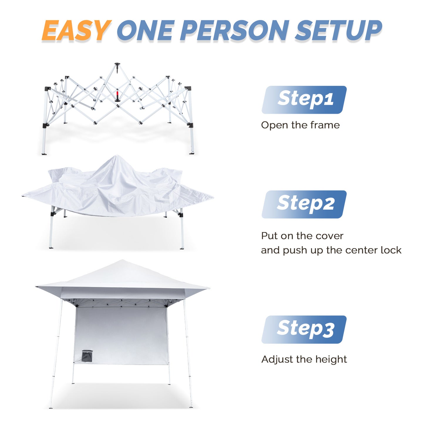 8X8ft White Diagonal Strap With One Side Of Cloth Canopy Folding Shed 210D Oxford Cloth White Spray Coated Iron Pipe Backpack Style Storage Bag Portable