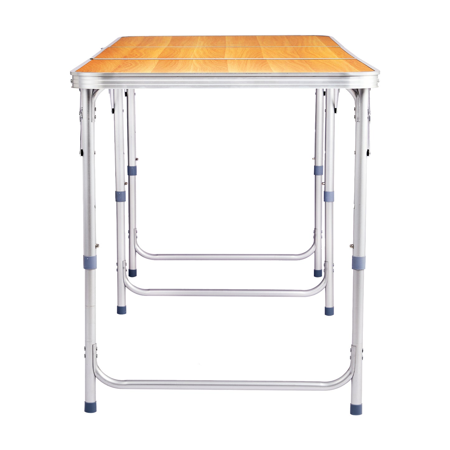 6ft Wood Grain Outdoor Folding Table Aluminum Alloy Rectangular 50kg Tri-fold Tabletop