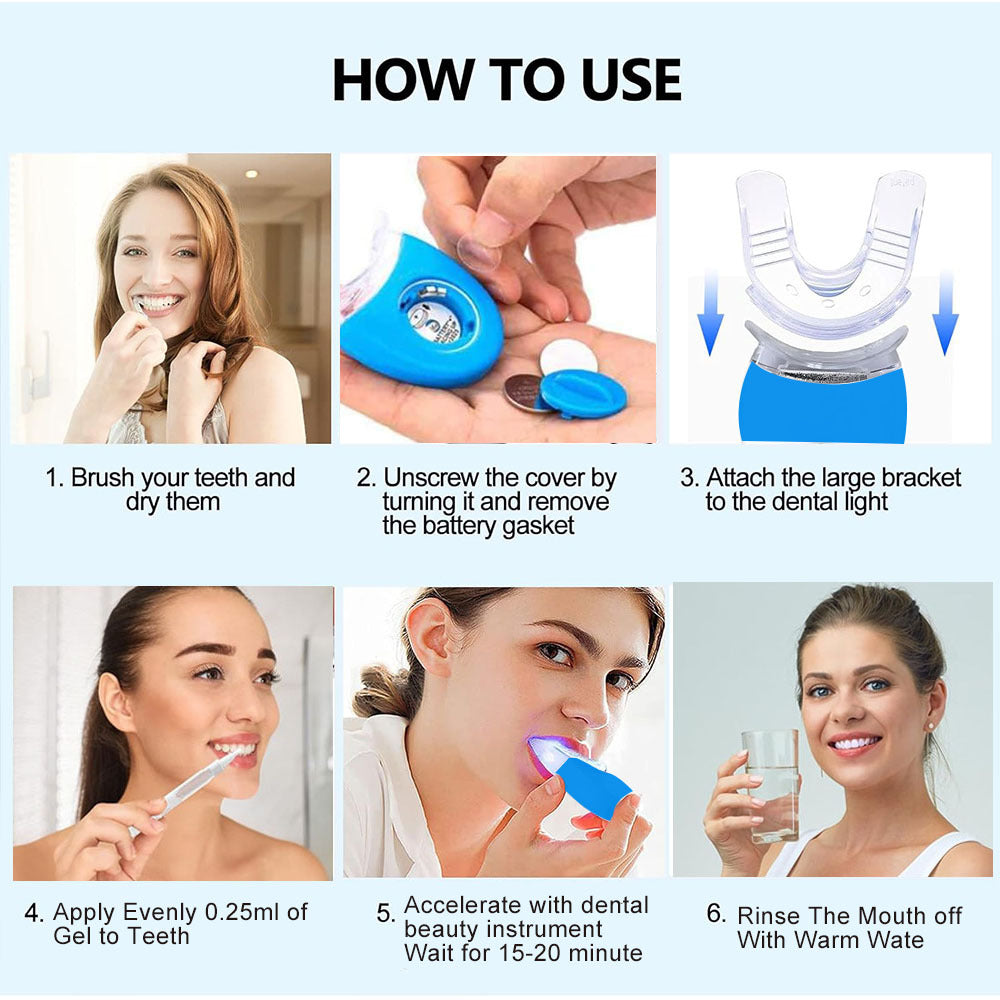 Teeth Profession Kit - 5X LED Light Tooth With 3pcs Pens,1 Desensitization Pen,1 Mouth Trays Restores Your White Smile,pefect Gift For Girlfriend