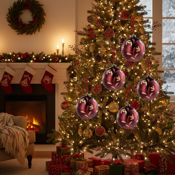 6PCS Set Christmas Glass Ball Ornaments Hanging Decorations For Holiday Tree Parties Ornaments FBA Shipment