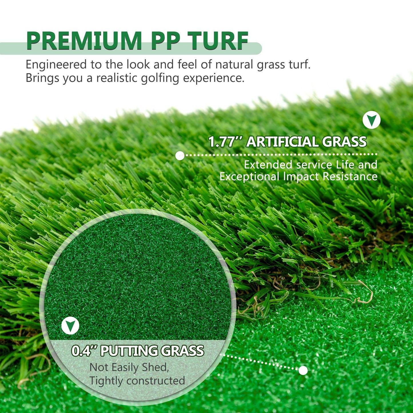 12x5 FT Golf Putting Green, Golf Training Mat With High-quality Turf, 3 Holes, 3 Flags And Cups For Indoor Outdoor