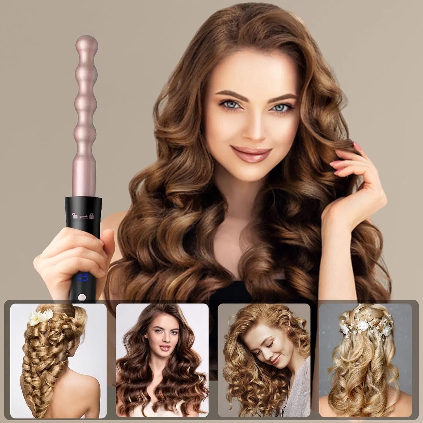 5-in-1 Curling Iron Set, Curling Wand Set With LCD Digital Display And Interchangeable 5 Curling Irons For All Hair Types - Black