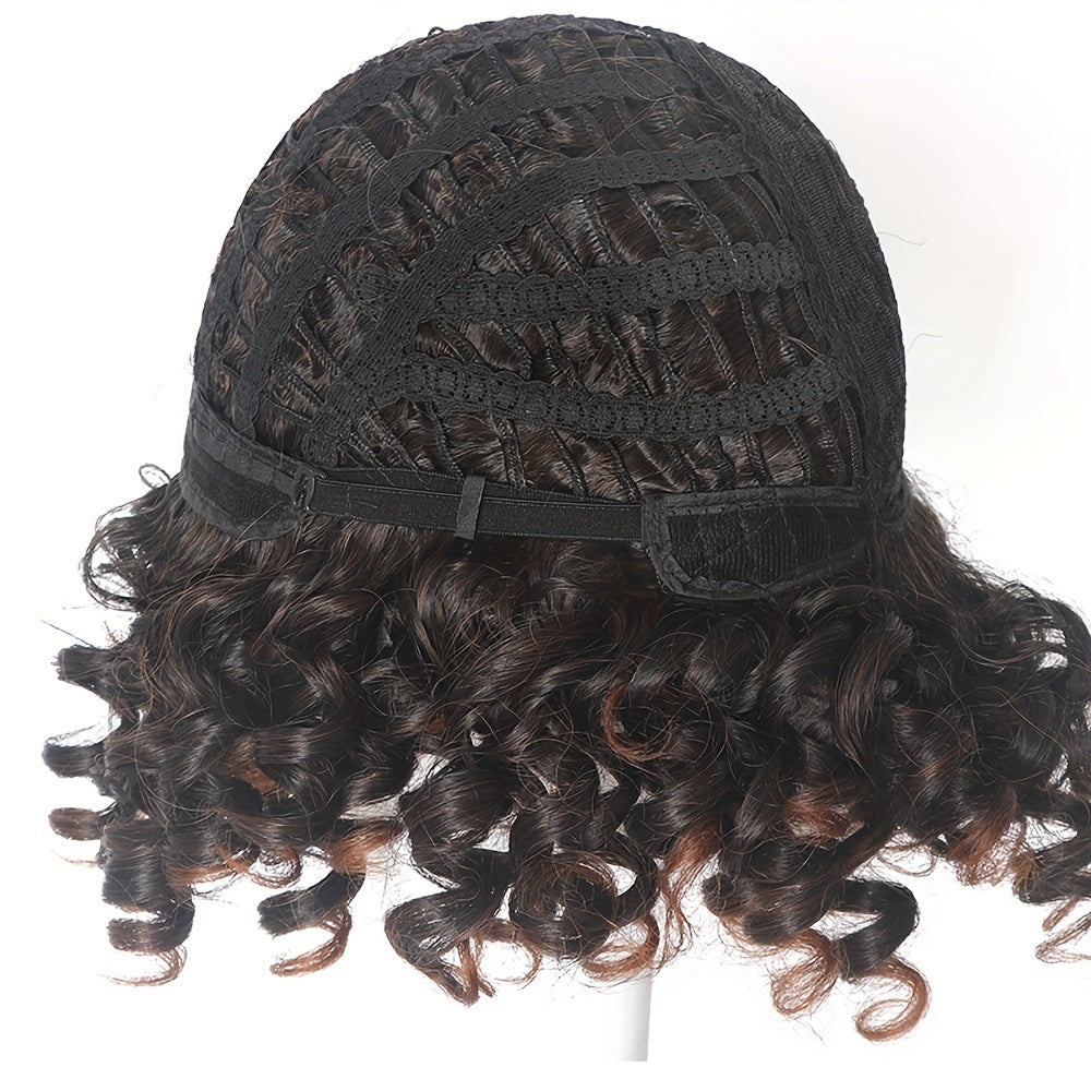 Elegant 12-inch Multi-color Curly Hair Non-toxic Wig, Natural Synthetic Full-head Wig, Heat-resistant, Suitable For The Whole Scene.